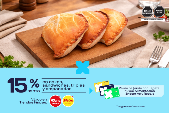 15% En cakes, sándwiches, triples y empanadas
