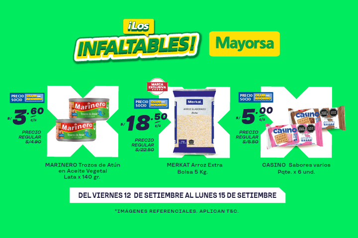 ¡Los infaltables de Mayorsa! Del 12 al 15 de setiembre.