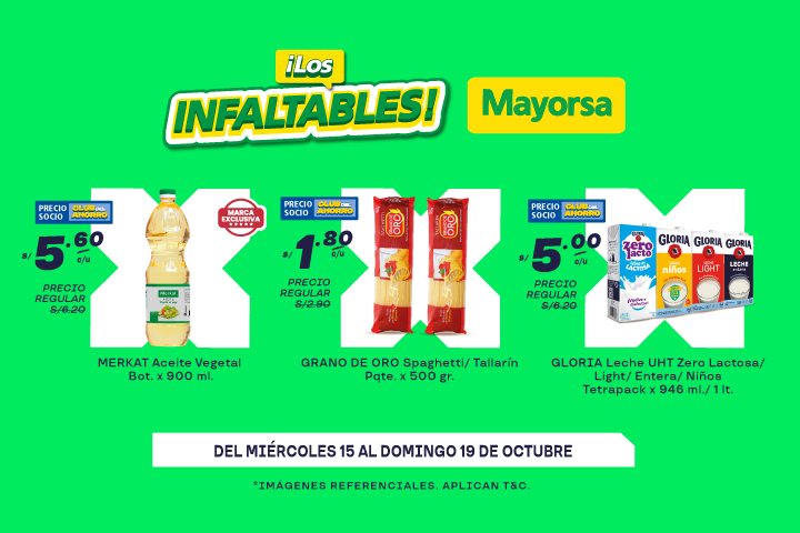¡Los infaltables de Mayorsa! Del 15 al 19 de octubre.
