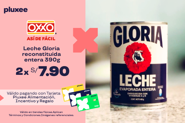 Leche Gloria Reconstituida Entera 390g a 2 x S/.7.90.  Válido en Tienda Fisica
