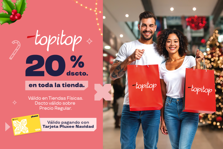 20% dscto en toda la tienda. Válido solo en Tiendas Físicas