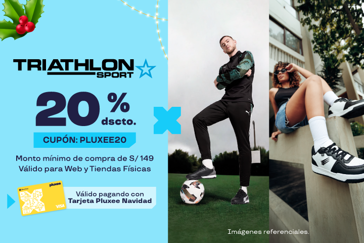 20% Dscto. Monto mínimo de compra de S/ 149. Cupón: PLUXEE20.  Válido para Web y Tiendas Físicas.