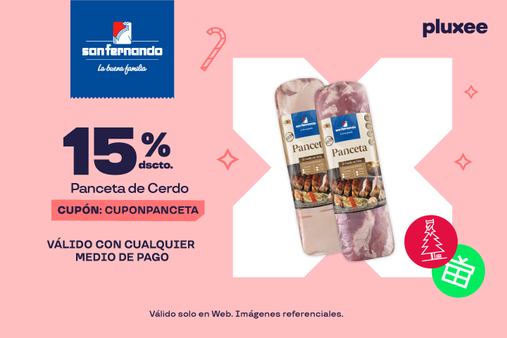 15% Dscto Panceta de Cerdo Cupón: CUPONPANCETA.Válido solo en Web