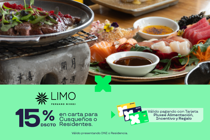 15% dscto en carta para Cusqueños o Residentes. Válido presentando DNI o Residencia.