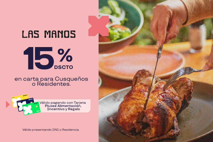 15% dscto en carta para Cusqueños o Residentes. Válido presentando DNI o Residencia.