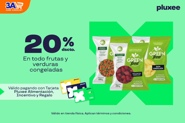 Hasta 20% dscto en todo frutas y verduras congeladas