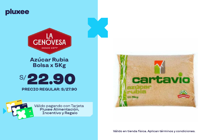 Azúcar Rubia Bolsa x 5Kg. a S/22.90. Precio Regular: S/27.90