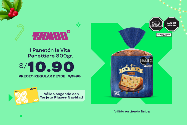 1 Panetón la Vita Panettiere 800gr. a S/.10.90.Precio Regular: S/11.90.