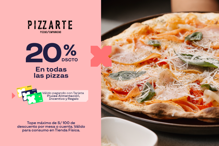 20% de descuento en todas las pizzas.